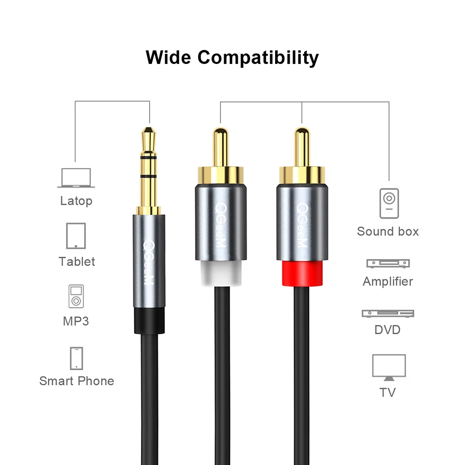 Cable RCA QGeeM 2RCA a 3.5mm,  - Home Cinema Dvd reseña y precio