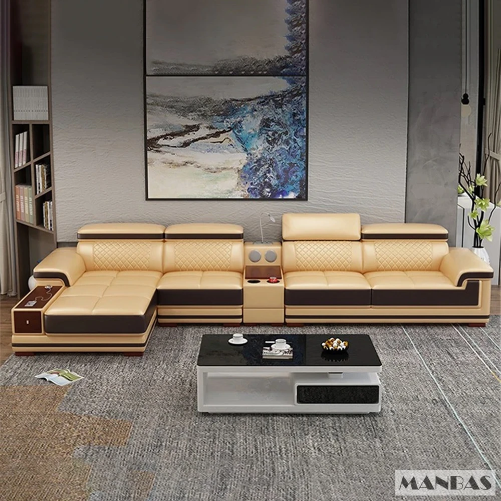 Sofá seccional moderno de cuer - Home Cinema Sofa reseña y precio