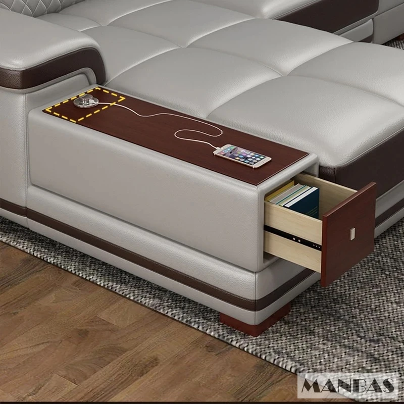 Sofá seccional moderno de cuer - Home Cinema Sofa reseña y precio