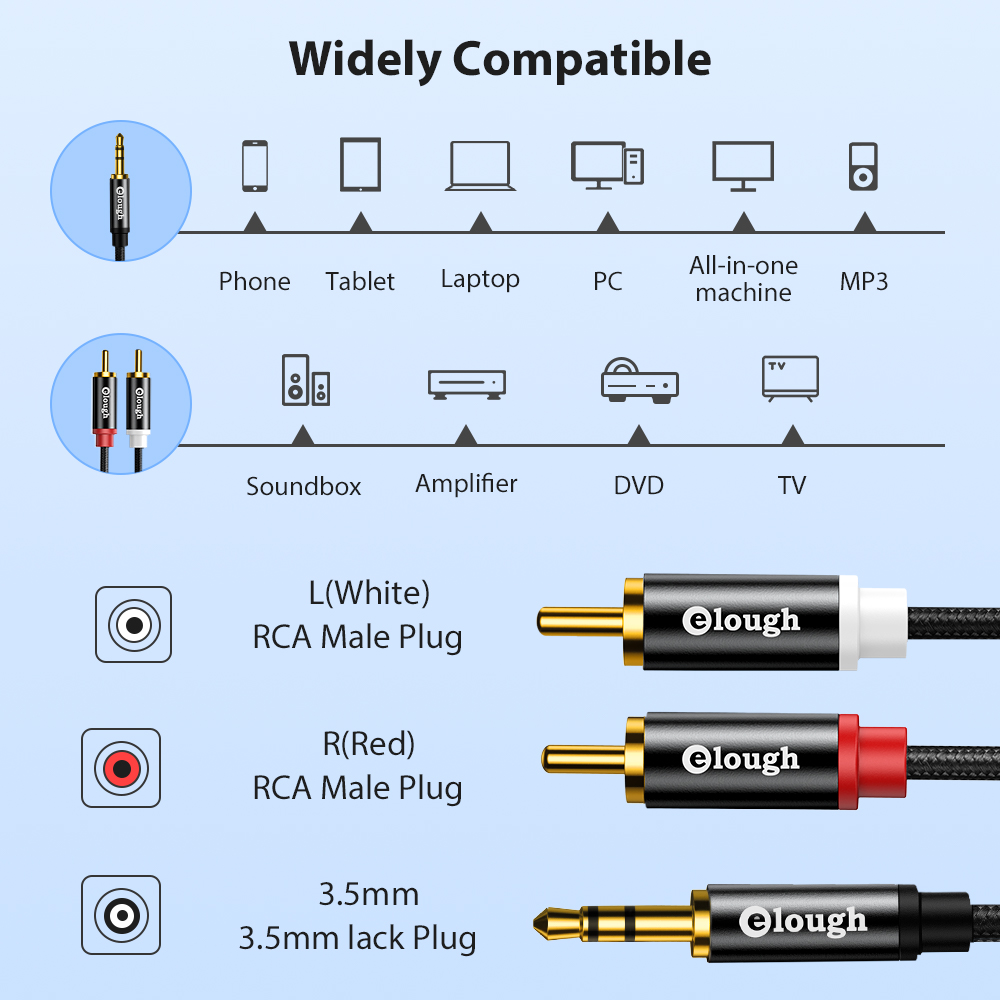 Elough-Cable RCA AUX para alta - Home Cinema Dvd reseña y precio